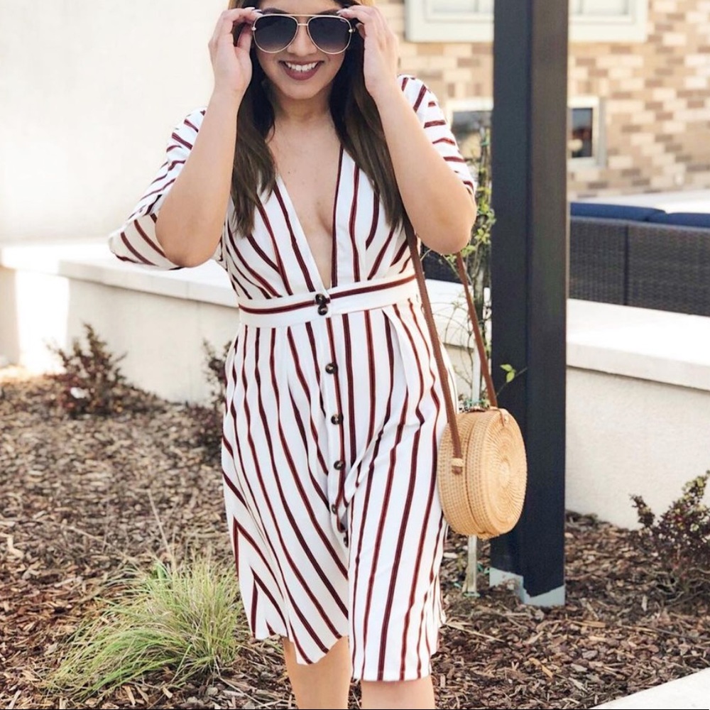 Striped low-cut dress